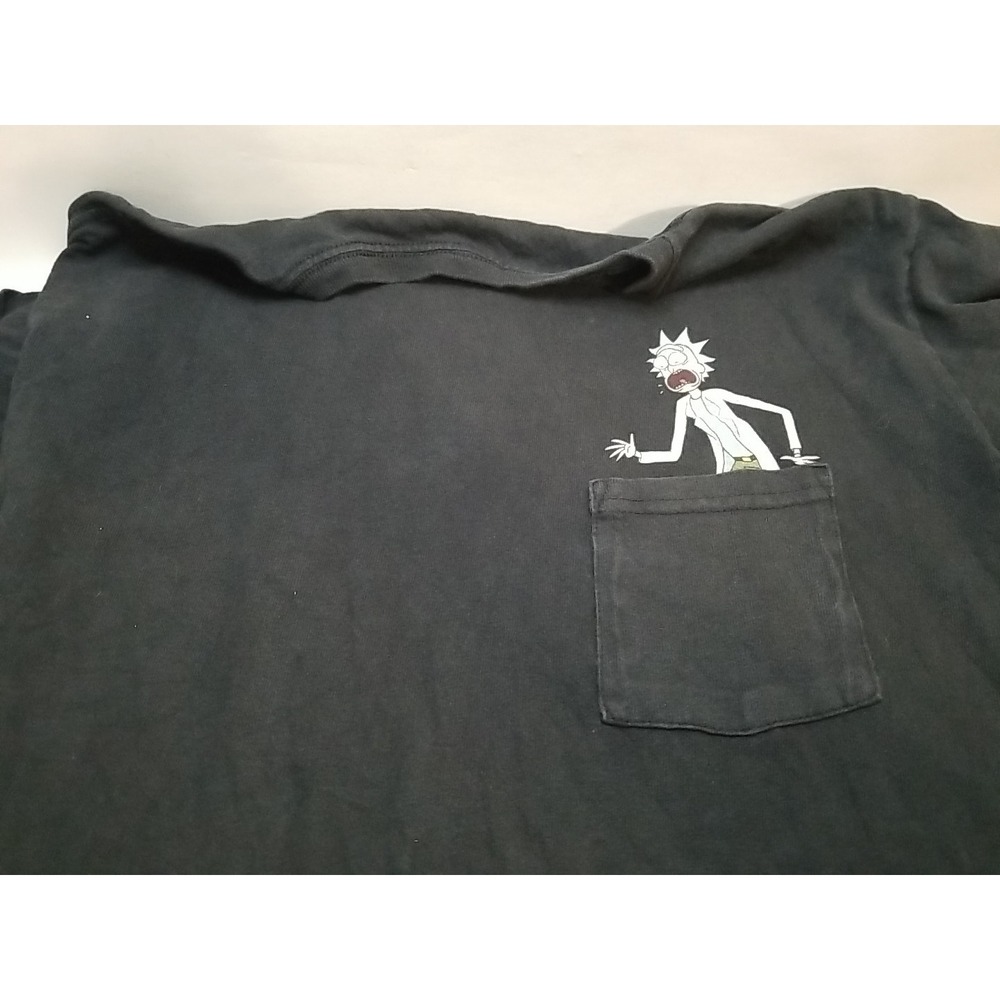 Rick and Morty Adult Swim T Shirt Ripple Junction Mens Medium Black Pocket Tee